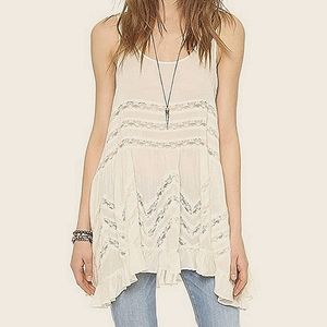 Free People Viole and Lace Trapeze Ivory Beige Slip Dress, XS